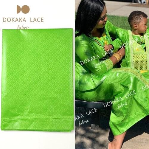 5 Yards Senegal Bazin Riche Lace Fabrics New Guinea Green Color Men Or Women Dress Material African Jacquard Brode Basin Fabircs