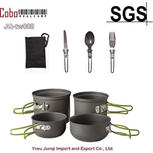 Cookware 7 Pieces Kit Cookset Backpacking Gear & Hiking Outdoors Cooking Equipment Lightweight Compact & Durable Pot Pan Bowls