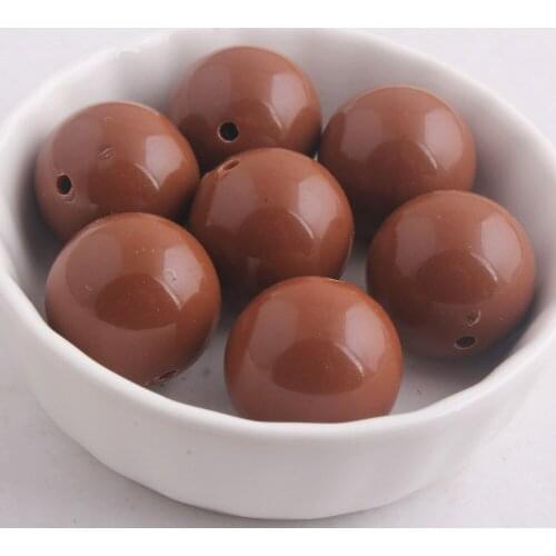 Kwoi vita Wholesales Brown Color Chunky 20MM 100pcs Acrylic Solid Bubble Gumball Beads for Kids Necklace Making