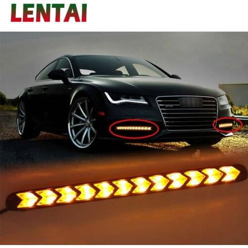 LENTAI For Opel astra h j g insignia vectra c Fiat 500 punto Jaguar 1Set Car LED DRL fog Light Turn Signals with Yellow Steering