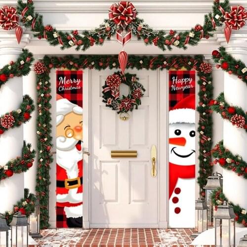 Hot 2022 Christmas Ornament Xmas Navidad Gift New Year Santa Claus Christmas Door Banner Merry Christmas Decor For Home