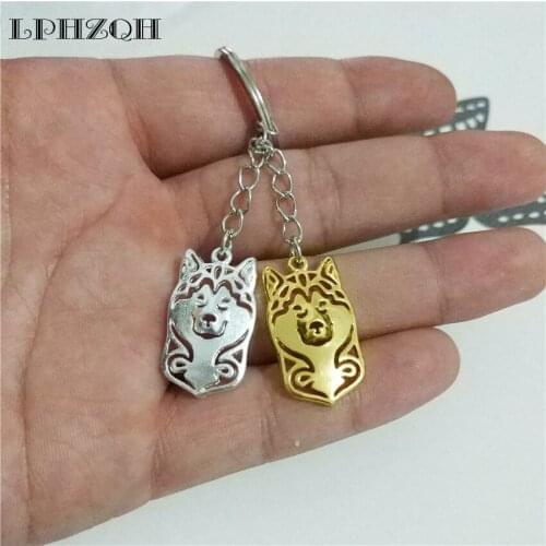LPHZQH Fashion Dog Jewelry Dainty Husky Key Chains Cute Dog Charm Pendant For Women Gift Key Rings Gold Color Color