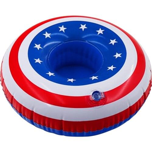 Mini US Flag Inflatable Water Swimming Pool Drink Cup Stand Holder Float Toy For Beverage Bar Coasters Independence Day Products
