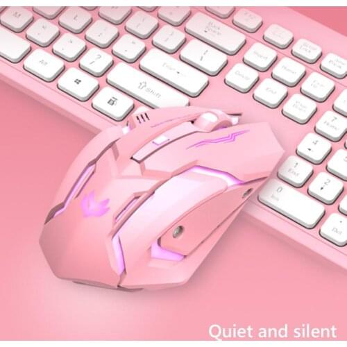 T1 Ergonomic 2.4G Rechargeable Silent Backlit USB Optical Wireless Gaming Mouse Pink Black for PC Computer