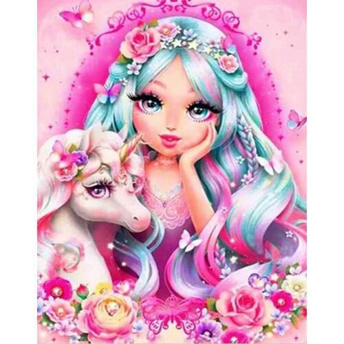 Girl DIY Poured Glue Diamond Painting Kits Embroidery diamond Scalloped Edge scene Child Home Wall Decor landscape flower art