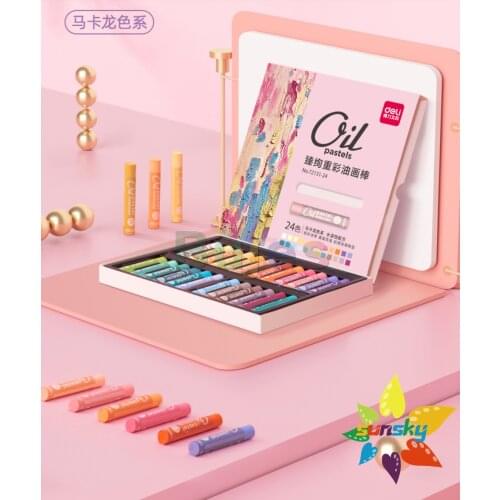 Deli 12/24 color Heavy color oil painting stick macarone students' painting crayon watercolor painting with Morandi oil stick