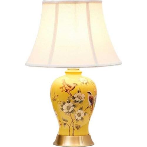 Ceramic Fabric Bedroom Bedsides Table Lights Classical Chinese Style Living Room Table Lamp Study Room Desk Lighting Fixtures
