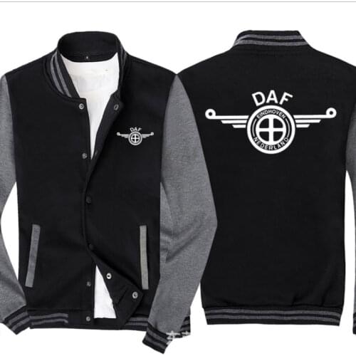 2021 NEW Baseball Jacket Spring Autumn Fleece Cotton Slim Fit Jacket DAF Car Logo Sweatshirt Fashion Hip Hop