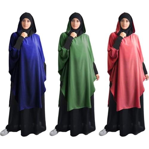 Solid Color Muslim Women Islamic Prayer Garment Worship Services Khimar Jilbab Abaya Top Large Jilbab Arab Loose Ramadan Islamic