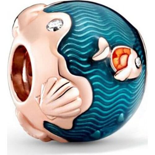 Gift 2020 Summer 925 Sterling Silver Beads Blue Underwater World Charm Fit Original Pan Bracelets DIY Women Fashion Jewelry