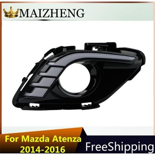 Turning Signal & Dimming style relay 12V LED car DRL daytime running lights with fog lamp hole for Mazda 6 Atenza 2013 2014 2015