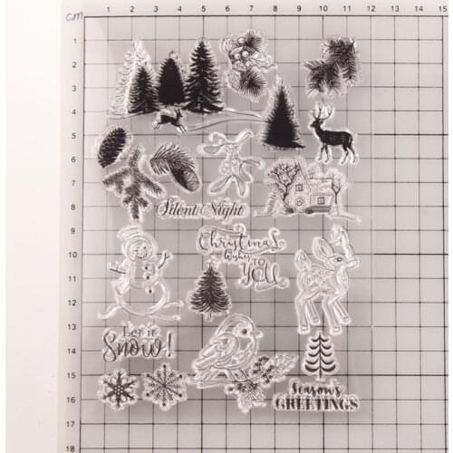Christmas Tree Deer Snowflake Snowman Bird Clear Stamps For DIY Scrapbooking/Card Making/Photo Album Silicone Decorative Crafts
