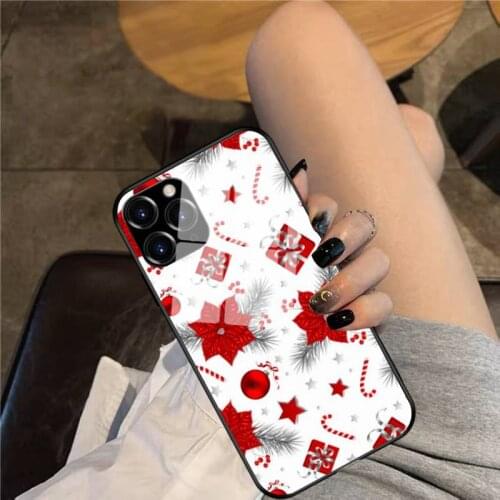 Christmas decoration pattern Phone Case Glass Phone Case For iphone 12 11 Pro Max XS XR X 8 7 Plus SE2 Case