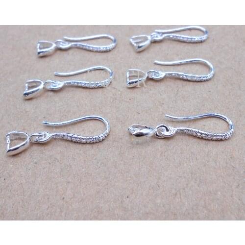 10PCS Genuine 925 Sterling Silver Frosted Womens Ear Hook Earrings Blank Base DIY Jewelry Making Result Accessory Accessories