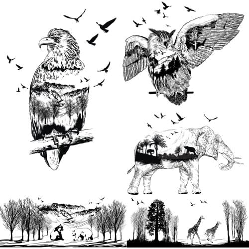 AZSG Eagle / Owl / Cat / Scenery Clear Rubber Stamps For DIY Scrapbooking Decorative Card Making Crafts Fun Decoration Supplies