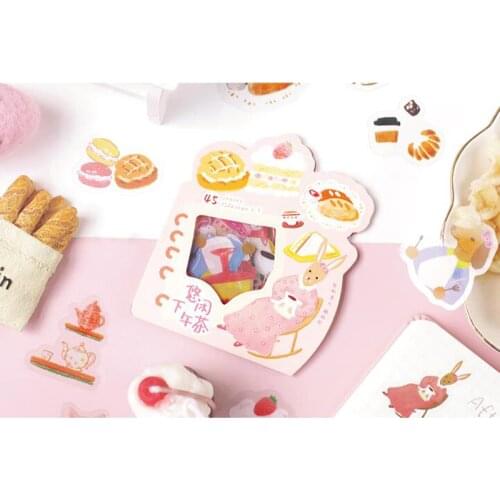45 pcs /Pack Forest Afternoon Tea DIY Adhensive Mini Diary Stickers Stationery Decorative Stick Label