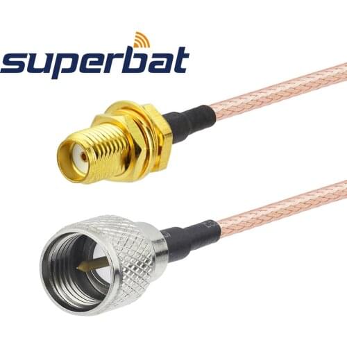 Superbat SMA Female Jack Bulkhead Straight to Mini UHF Male Straight Coaxial Cable Adapter Custom Cable 15cm