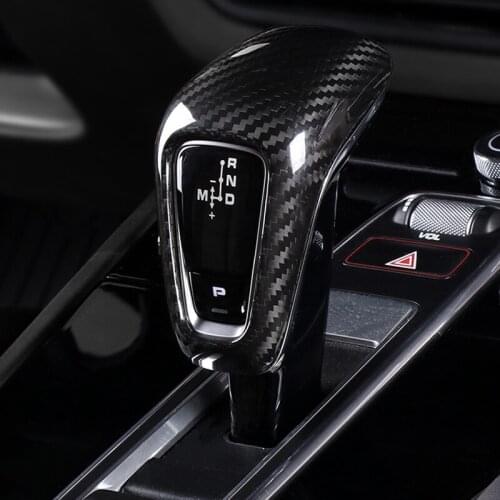 Carbon Fiber Gear Handle Cover Gear Shift Knob Handle Frame Cover Black And Red For Porsche Cayenne 2018 2019 2020