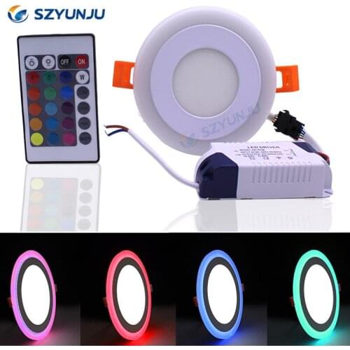 Home Decoration Round Double Color LED Panel Light Ceiling Lights Ultra-thin 6W 9W 18W 24W 85-265V Panel Lamp for Living room