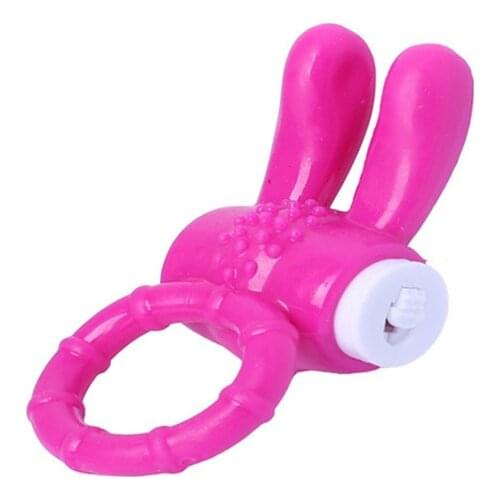 Rabbit Vibrating Penis Massager Dual Male tongue rings Scrotum Chastity Cage Delay Ejaculation Erotic sex toys for Men Vibrator