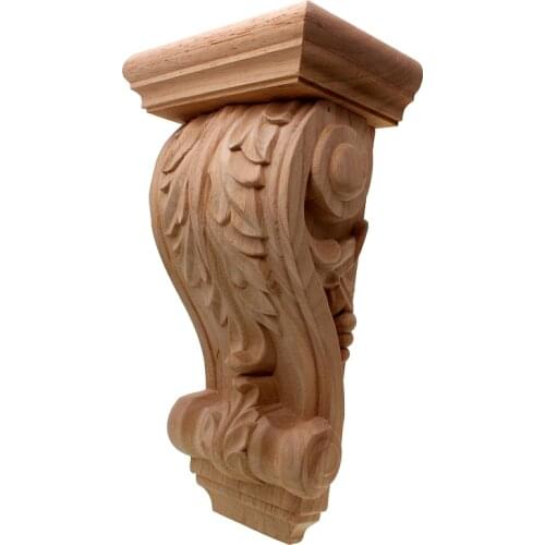 VZLX Vintage Plant Wood Carved Corner Applique Decorate Frame Cabinet Fireplace Door Furniture Decorative Wooden Figurines