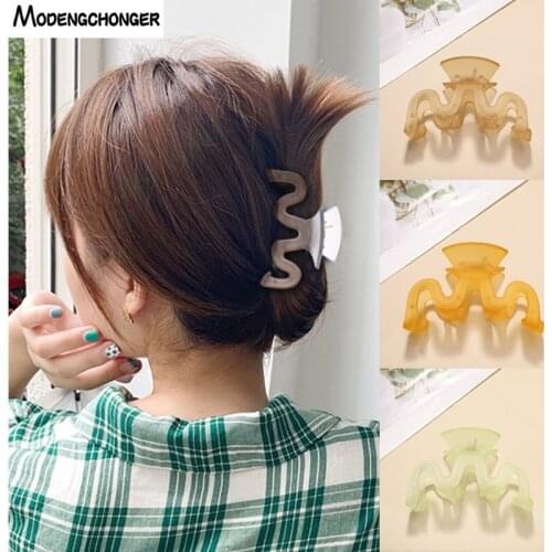 2021 Elegant Transparent Frosted Catch Clip Shark Clip Hair Catch Large Hairpin Bath Hair Claw for Women Girl Hair Accessories