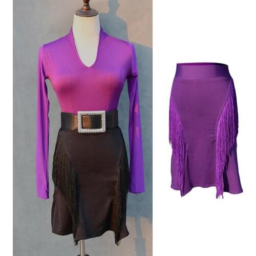 Fashion Latin Dance Skirts Latino Dress Tassel Skirts Practice Robe Danse Female Cha Cha Rumba Samba Women Dance Skirt SL2619