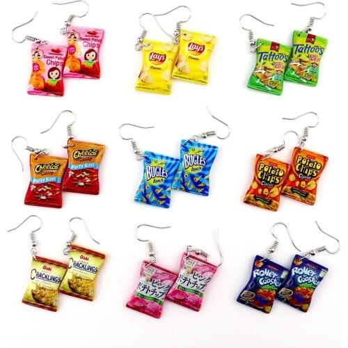 2021 Trend Korean Fashion Wacky Snack Chips Unusual Earrings For Girl Women Gift Cute Creative Funny Pendant Jewelry Accessories