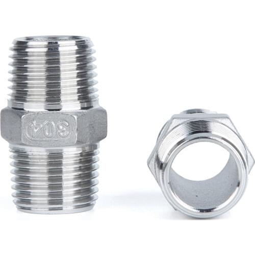 1/8" 1/4" 3/8" 1/2" 3/4" 1" to 2" BSPT Euqal Male Hex Nipple 304 Stainless Steel Pipe Fitting Water Gas Oil