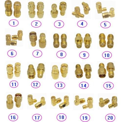 2pcs RF Coaxial connector Adapter SMA / RP-SMA to SMA / RPSMA Male Plug & Female Jack Straight & Right angle