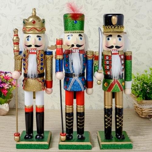 38cm Free shipping color pink nutcracker soldier, wood Christmas ornaments hand-painted children toy, Christmas gifts ht077