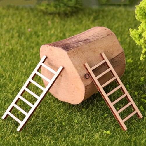 5 Pcs Mini Wooden Step Ladder Micro Landscape Multifunction Moss Potted Plant Home Garden Decor Fairy Dollhouse Childrens Toy