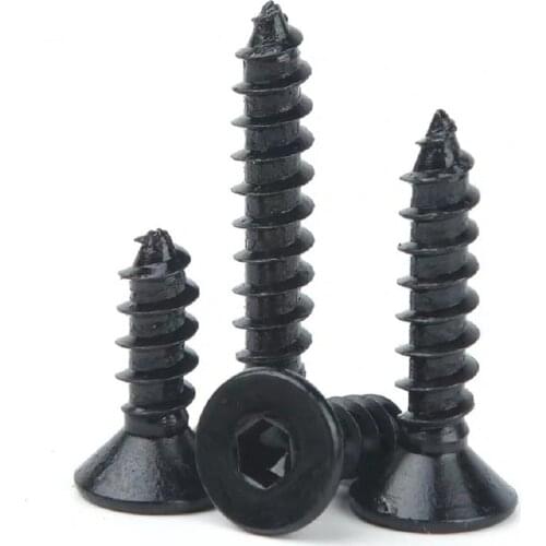 50pcs/lot M3 M4 M5 M6 Countersunk Head Hexagonal Self Tapping Screw Flat Head Screws Black 8.8 High Strength SS23