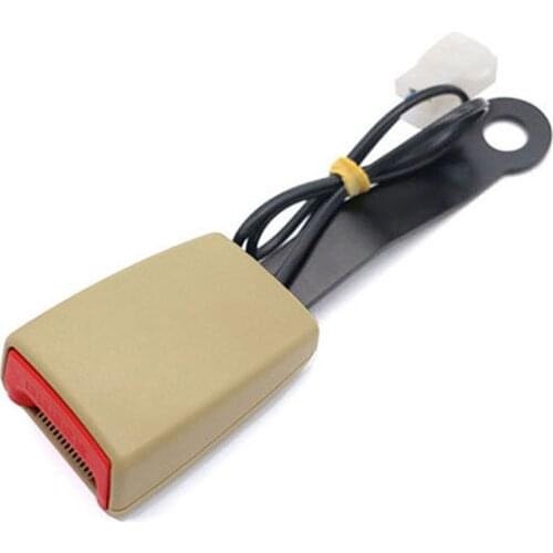 7/8" Beige Cam lock Auto Car Front Seat Belt Buckle Padding Socket Plug Connector with Warning Cable