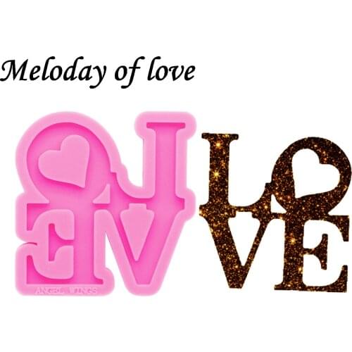 Shiny Glossy Love letters silicone mold diy Crown and bow epoxy resin molds jewelry making custom mould keychain DY0284