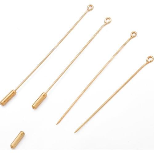 10 Pieces Needle Plug Lapel Stick Hat Scarf Hijab Brooch Boutonniere Pin Copper 0.9x55mm/ 0.9x63mm Long Fashion Jewelry