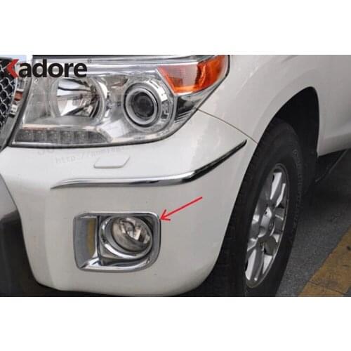 For Toyota Land Cruiser LC200 FJ200 2012 2013 2014 2015 2016 Chrome Front Fog Light Lamp Cover Trim Head Foglight Frame Trims