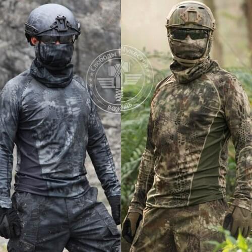 Kryptek camouflage Hunting Clothes Outdoor Sports Quick dry t-shirt Military tactical gear mandrake highlander Airsoft Shirt