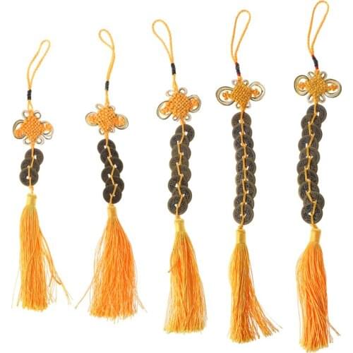 Chinese Knot Feng Shui Lucky Wealth 3/6/8/9/10 Coins For Home Car Hanging Tassel