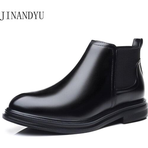 Dress Leather Boots Mens Shoes Size 47 Black Brown Business Style Men Shoes Leather Ankle Boots Confortable Formal Shoes for Men