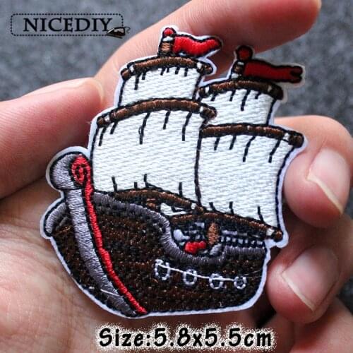 Nicediy Cool Pirate Ship Patches For Clothes Treasure Map Embroidered Patch For Boy ScoutIron On Patch Applique On Clothing DIY