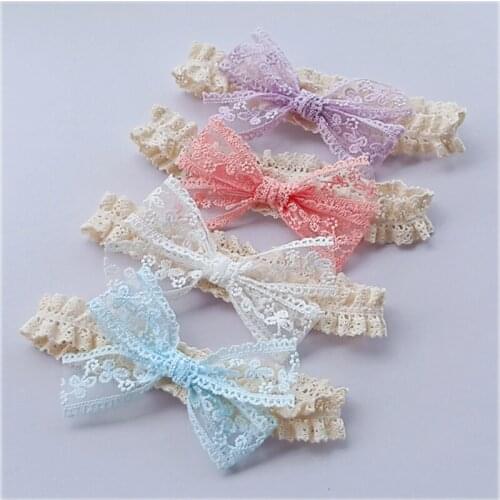 Lace Girls Headband Lovely Hair Bows Baby Hairband Summer Elastic Kids Headwear Autumn Hair Accessories for Newborn Photo Props