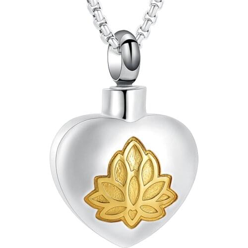 Lotus Cremation Jewelry Always In My Heart Stainless Steel Memorial Necklace For Ashes Keepsake Holder Pendant Women