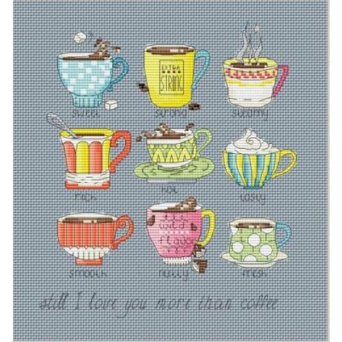 G Rabbit and fox with love cross stitch kit Animal cotton thread Love lock canvas stitching embroidery 9 cups of coffee