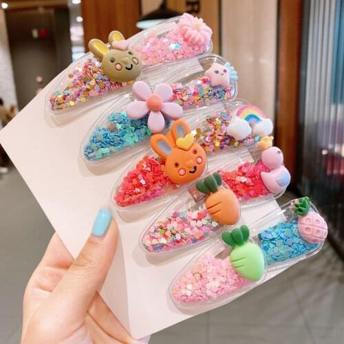 10PCS Hair Clip Set Girls Sequined Quicksand Fruit Children Gift Accessories Cute Birthday Sweet Simple Variety of Styles Beauty