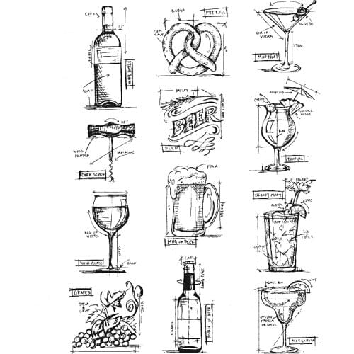 2021 New Retro Wine Beer Bottle Cup Pattern Clear Stamp For DIY Craft Making Greeting Card and Scrapbooking No Metal Cutting Die