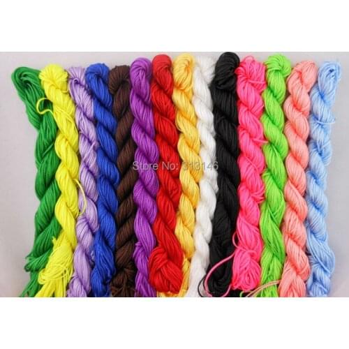 Wholesale 14PCS 1.0mm Diameter Braided Jewelry Beaded Shamballa Bracelet Nylon Cord Mix Blue Chinese Knot Beads Ropes String