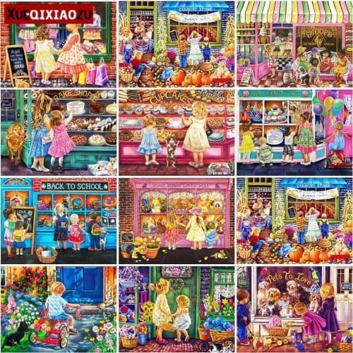 Full Square/Round Diamond Painting Childrens Candy Shop Mosaic Cross-Stitch Kit Diy Childrens Room Decoration Holiday Gift New