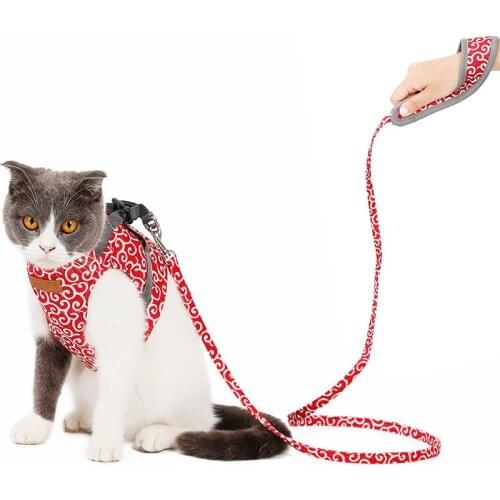 Cat Vest Harness and Leash Puppy Dogs Harness Leads Set Breathable Pet Clothes for Small Dogs Cat Collar Leash Set Link