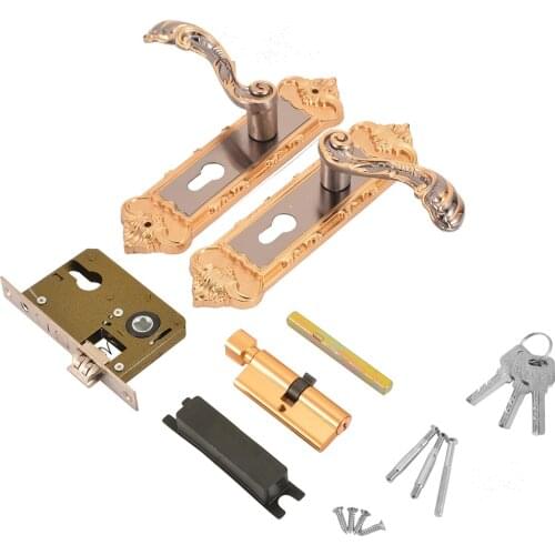 Practical Door Handle Set Aluminum Alloy Retro Anti-theft Security lock Dual Latch For Bedroom Furniture Door Lock Accessories